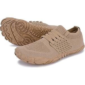 New Joomra Womens Size 11.5 Tan Mesh Lace Up Barefoot Wide Toe Box Sport Shoes